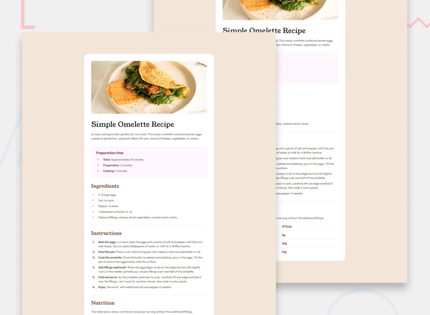 Recipe page